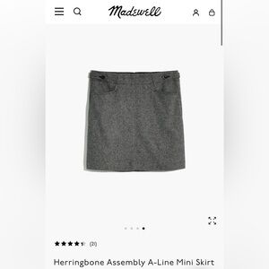 Madewell Herringbone A-Line Wool Blend Mini Skirt, size 8